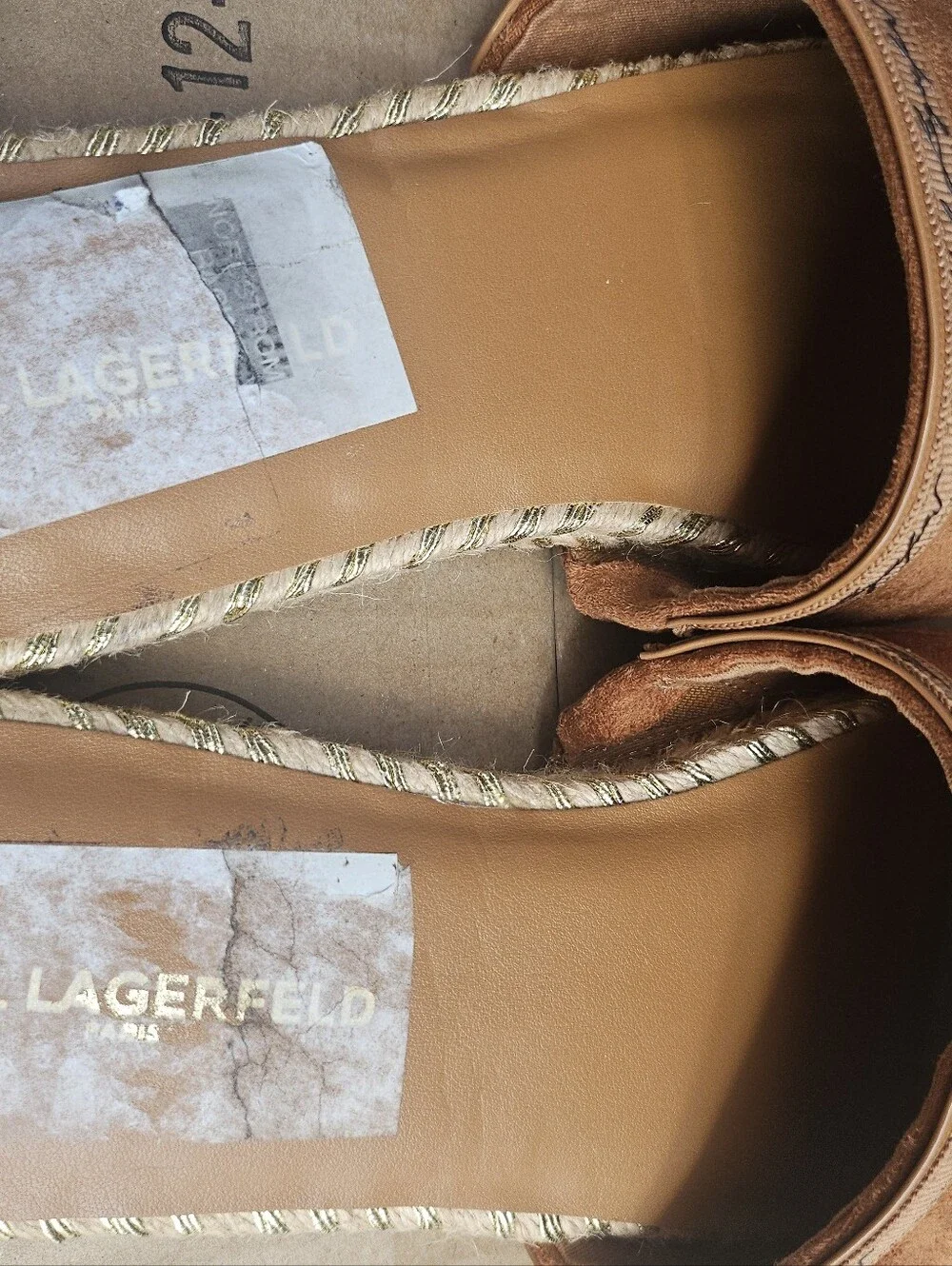 Karl Lagerfeld Copper Suede Slide Sandals